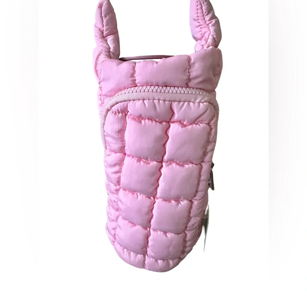 Light Pink Quilted Travel Water Bottle Holder